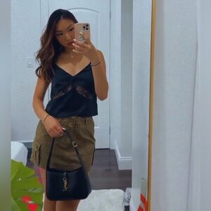 Abercrombie Satin Black Lace Tank Top